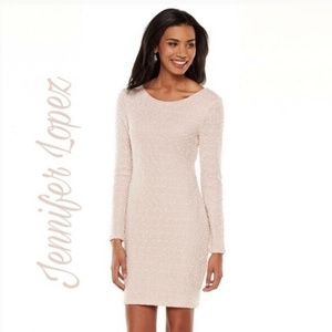 Jennifer Lopez pink Shimmer sweater dress